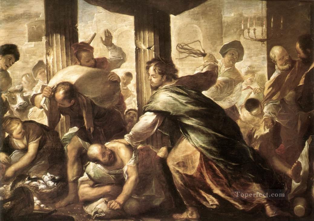Christ purifiant le temple Luca Giordano Peintures à l'huile